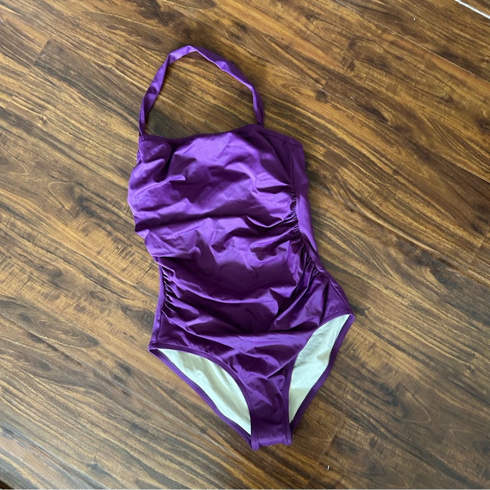 J. Crew Purple Halter Strapless  D Cup Ruched One Piece